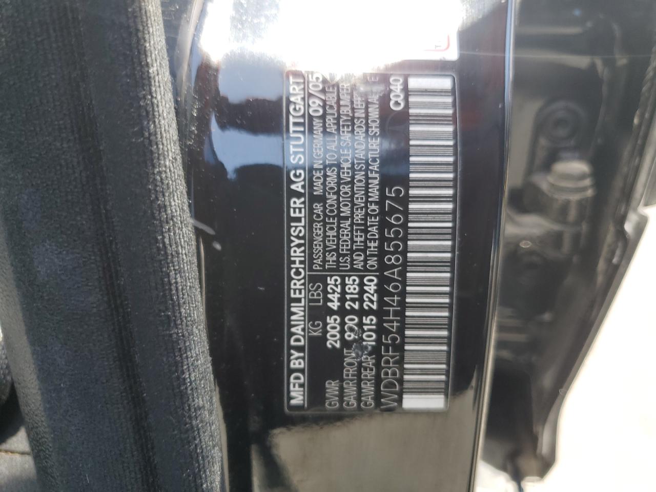 2006 Mercedes-Benz C 280 VIN: WDBRF54H46A855675 Lot: 61282165