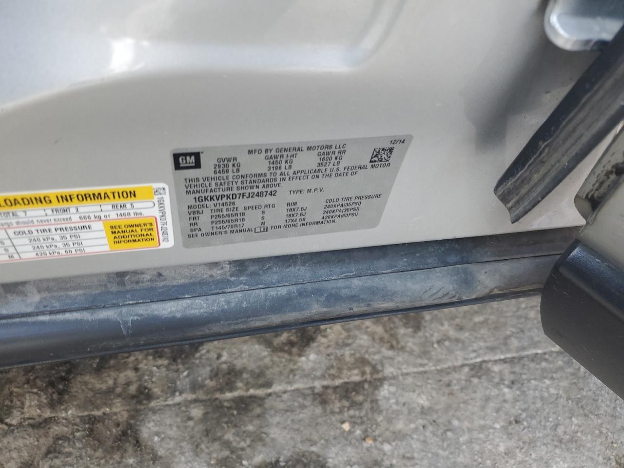 GMC ACADIA 2015 VIN 1GKKVPKD7FJ248742 photo 13