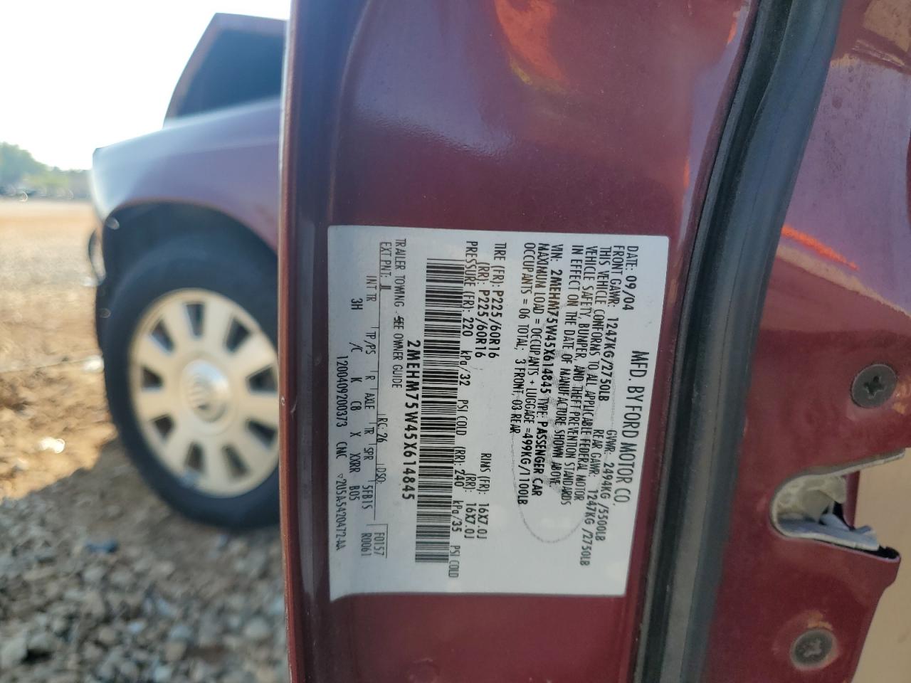 2005 Mercury Grand Marquis Ls VIN: 2MEHM75W45X614845 Lot: 62128065