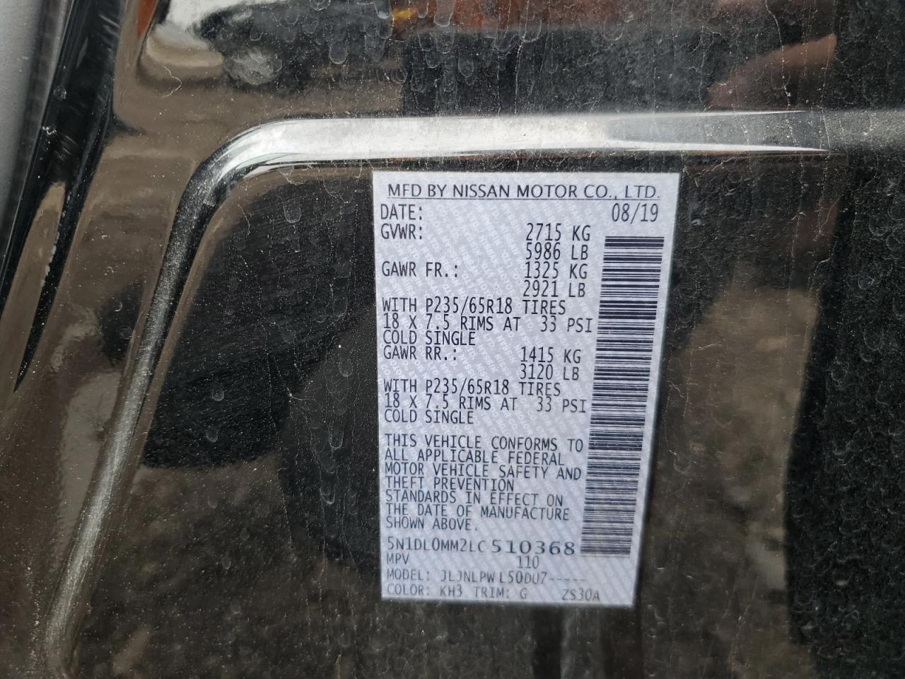 2020 Infiniti Qx60 Luxe VIN: 5N1DL0MM2LC510368 Lot: 59799845
