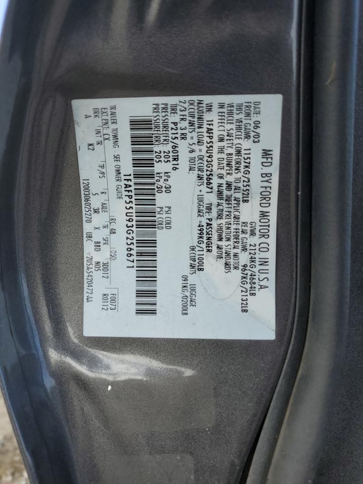 2003 Ford Taurus Ses VIN: 1FAFP55U93G256671 Lot: 59513325