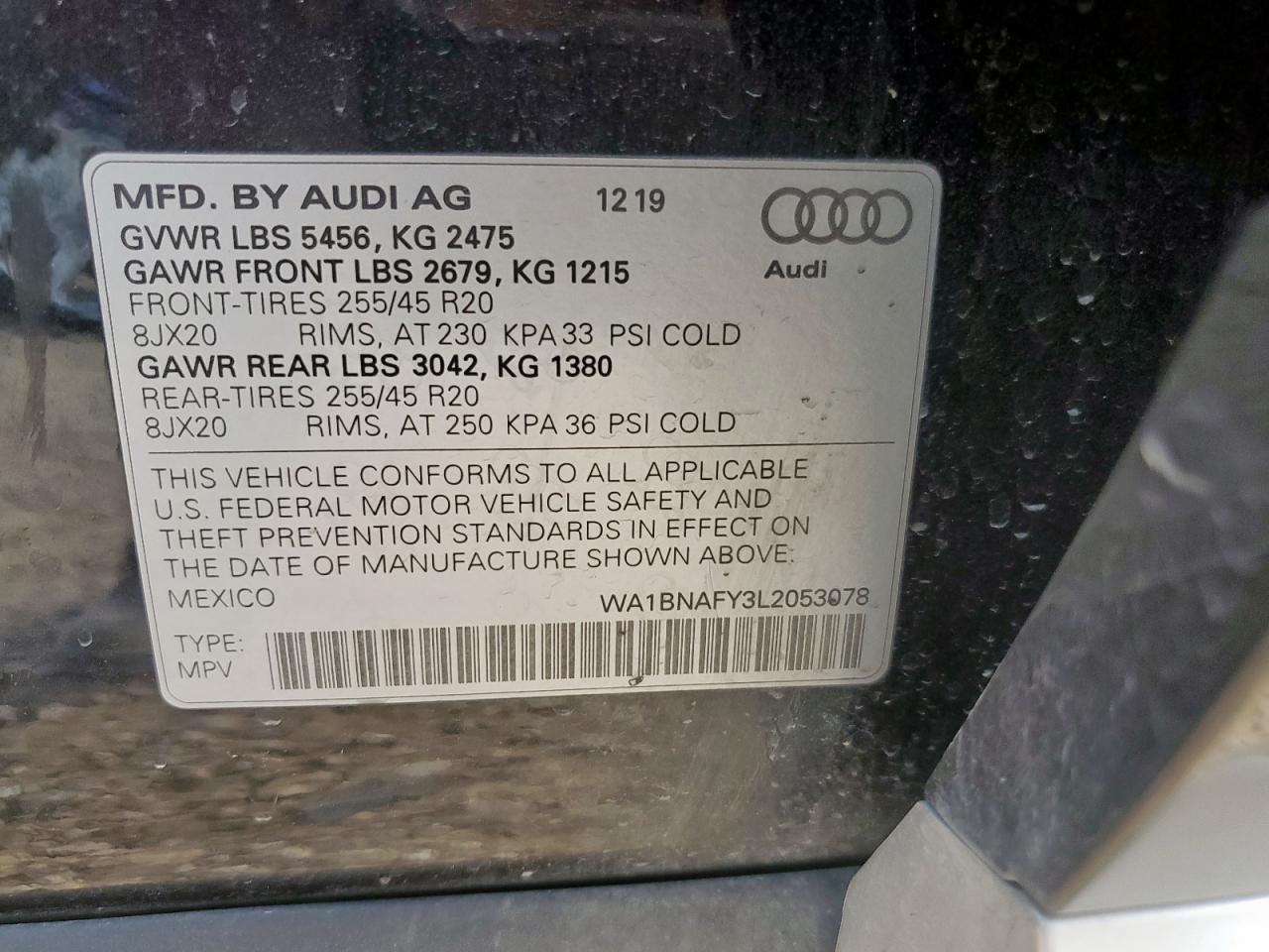 2020 Audi Q5 Premium Plus VIN: WA1BNAFY3L2053078 Lot: 61540605