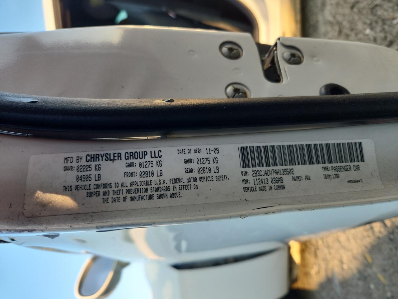 2010 Dodge Challenger Se VIN: 2B3CJ4DV7AH139502 Lot: 62680745