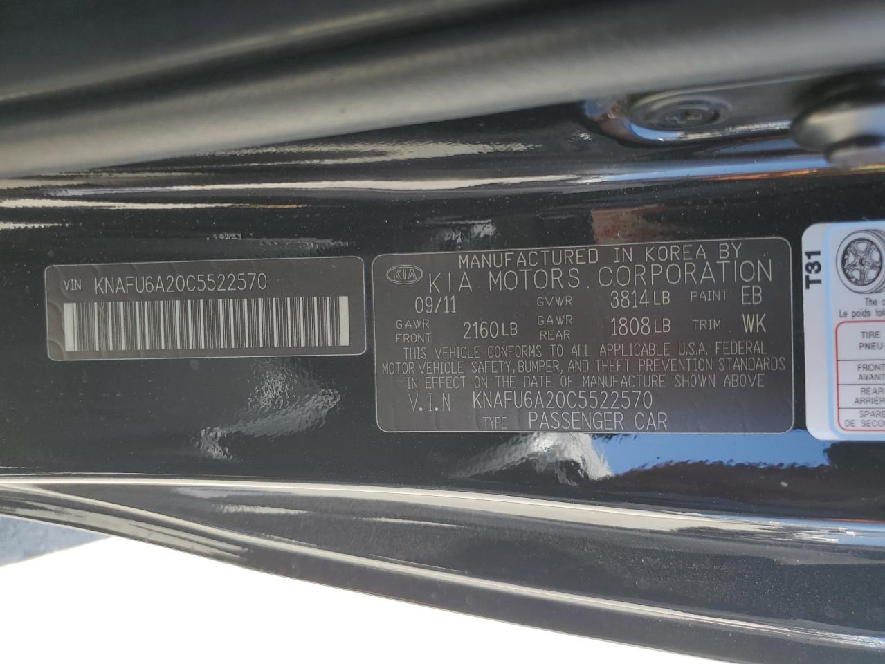 2012 Kia Forte Ex VIN: KNAFU6A20C5522570 Lot: 60458275