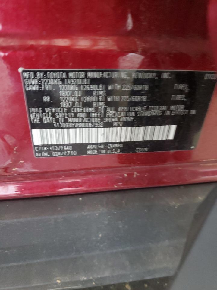 2022 Toyota Rav4 Xle Premium VIN: 4T3B6RFV6NU067932 Lot: 61982975