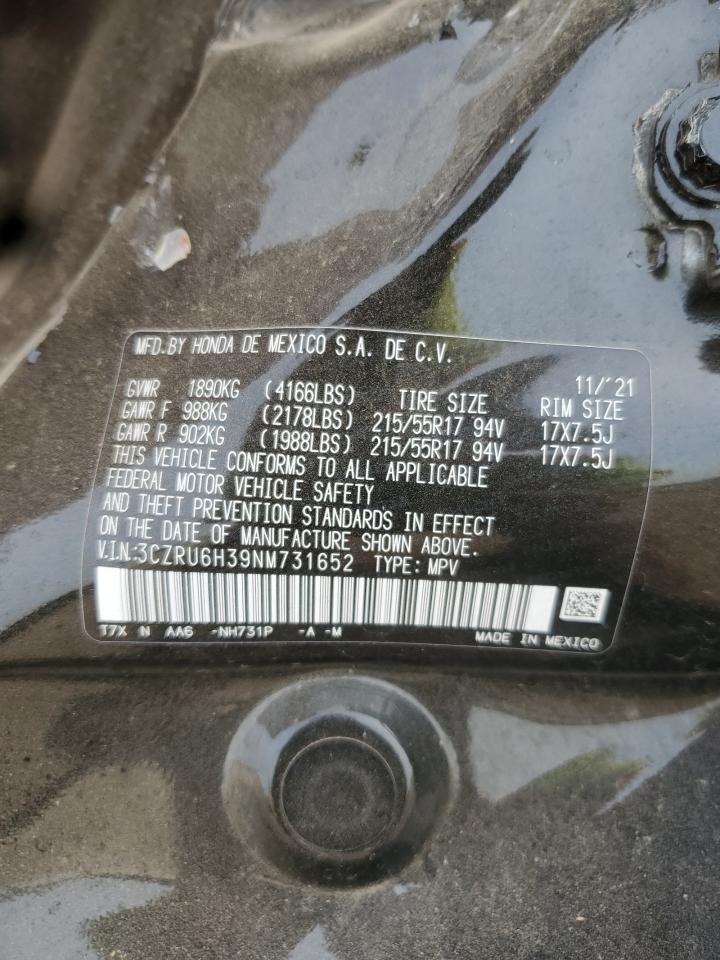 2022 Honda Hr-V Lx VIN: 3CZRU6H39NM731652 Lot: 58923885