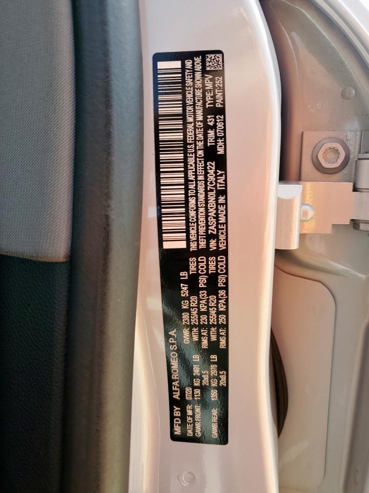 2020 Alfa Romeo Stelvio Ti VIN: ZASPAKBN0L7C90422 Lot: 61066305