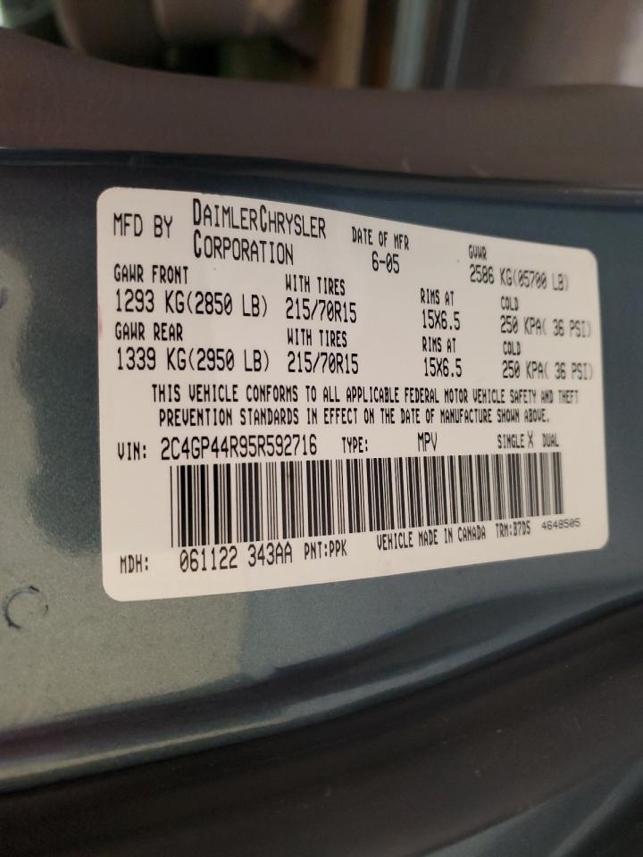 2005 Chrysler Town & Country Lx VIN: 2C4GP44R95R592716 Lot: 60029815
