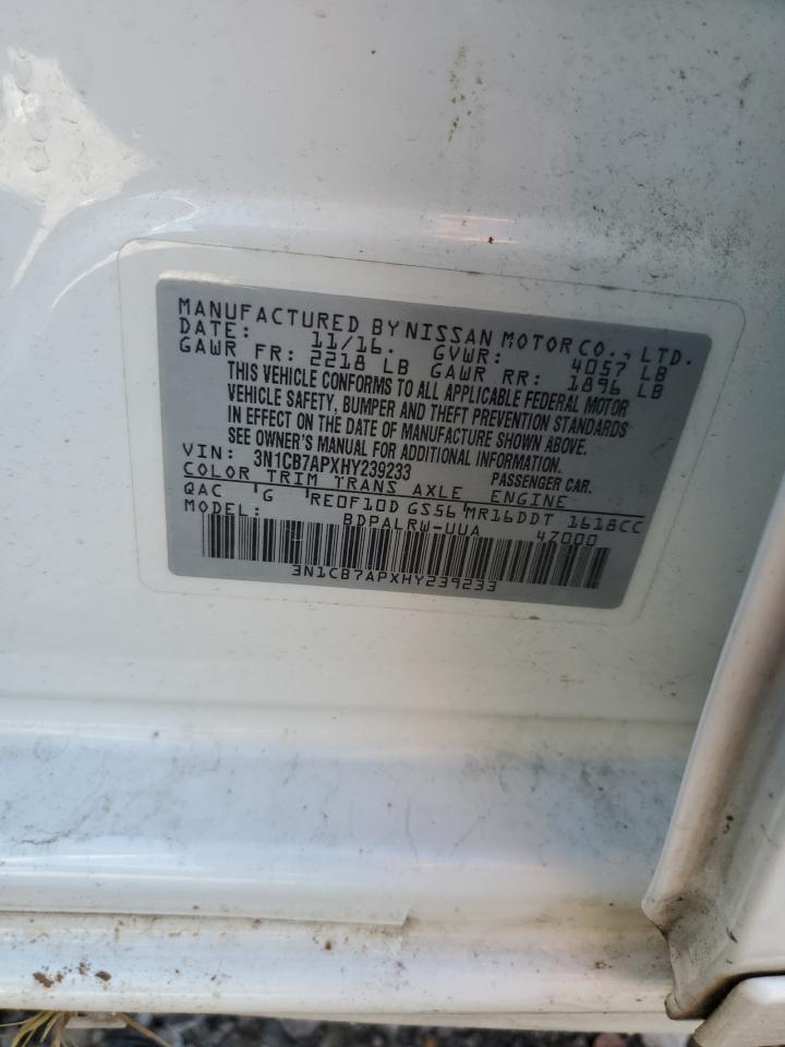 2017 Nissan Sentra Sr Turbo VIN: 3N1CB7APXHY239233 Lot: 61460425