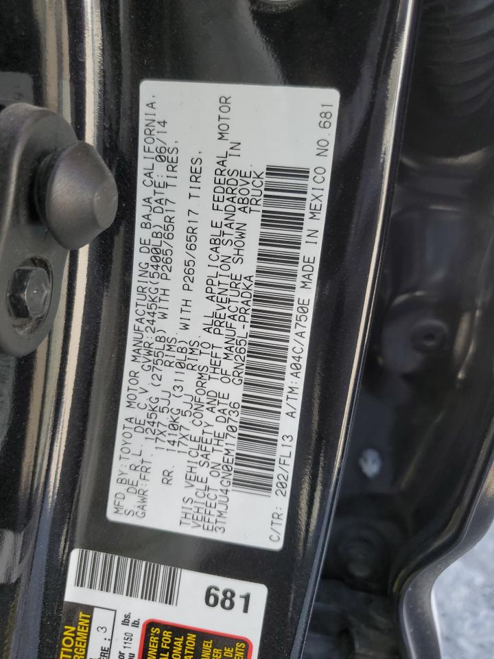 2014 Toyota Tacoma Double Cab Prerunner VIN: 3TMJU4GN0EM170736 Lot: 61993545