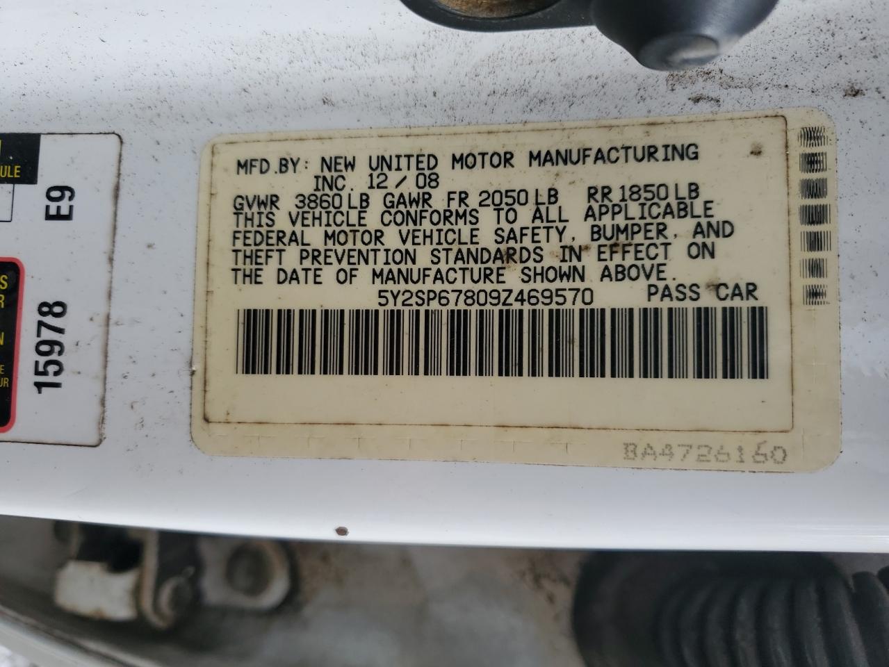 2009 Pontiac Vibe VIN: 5Y2SP67809Z469570 Lot: 61045715