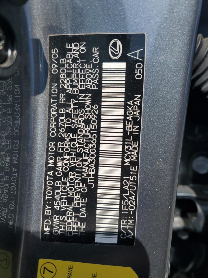 JTHBA30G365150926 2006 Lexus Es 330