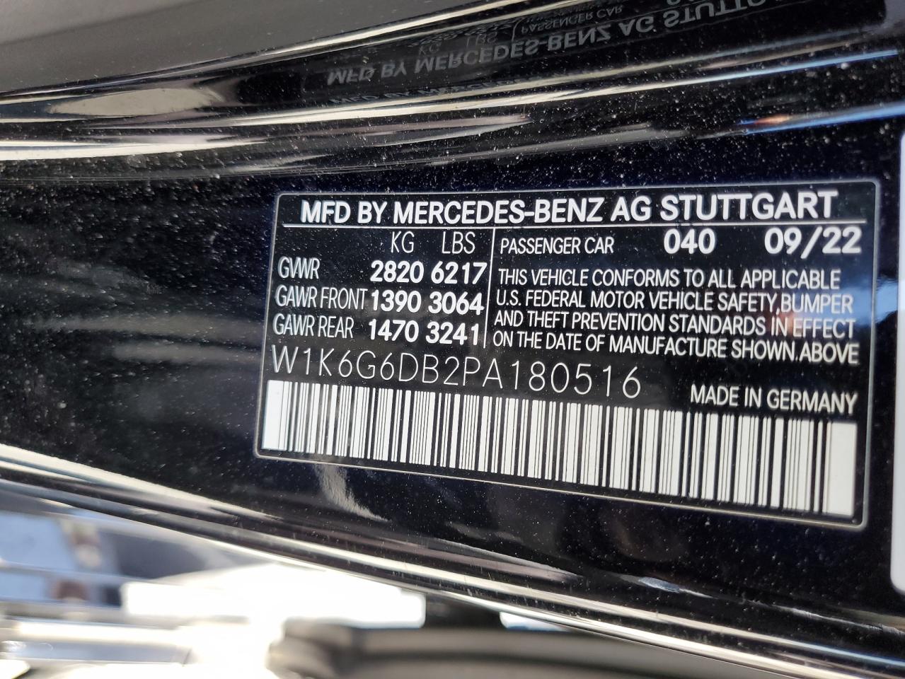 2023 Mercedes-Benz S 500 4Matic VIN: W1K6G6DB2PA180516 Lot: 63069765
