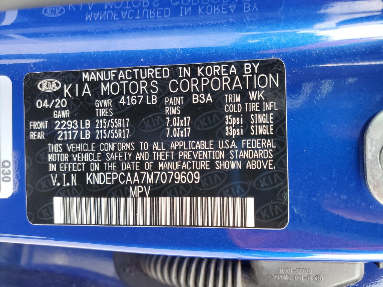 2021 Kia Seltos Lx VIN: KNDEPCAA7M7079609 Lot: 62638595
