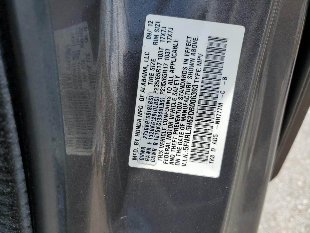 HONDA All Models 2013 VIN 5FNRL5H62DB006393 photo 14