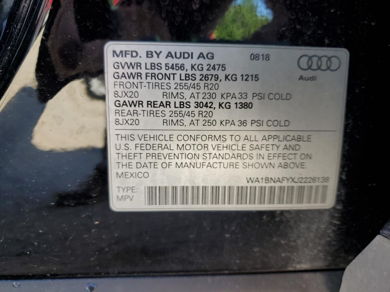 2018 Audi Q5 Premium Plus VIN: WA1BNAFYXJ2226138 Lot: 62554325