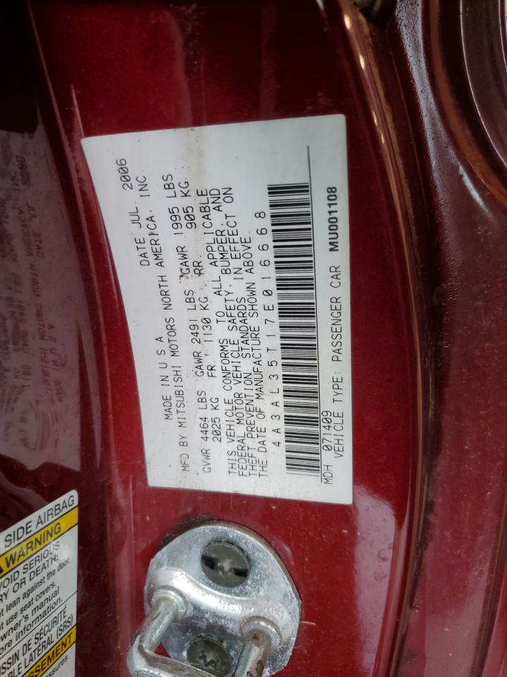 2007 Mitsubishi Eclipse Spyder Gt VIN: 4A3AL35T17E016668 Lot: 61403755