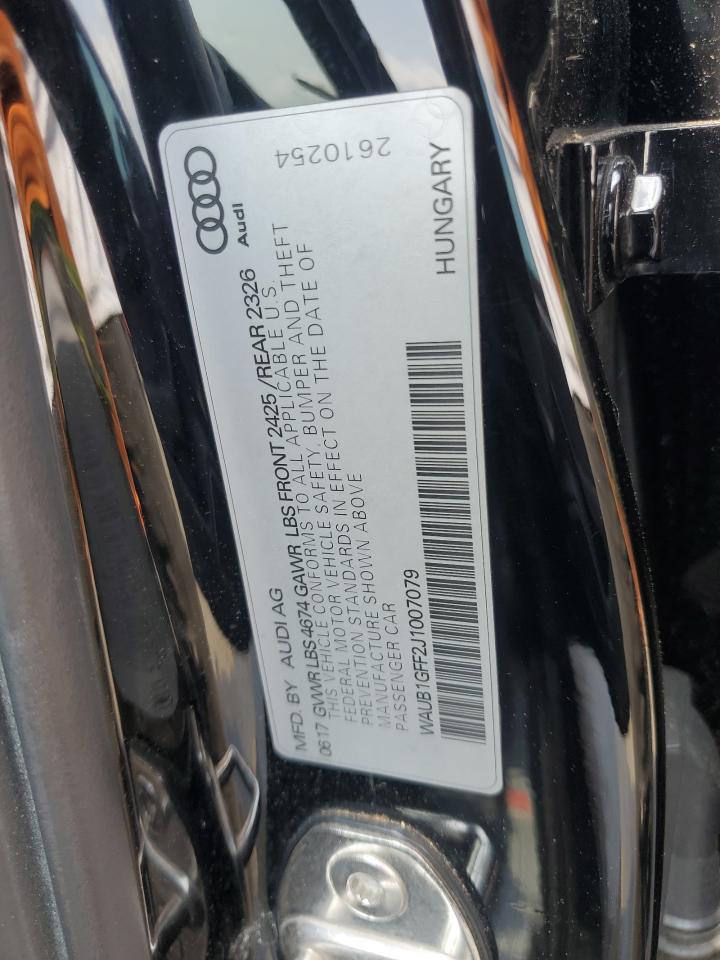 2018 Audi S3 Premium Plus VIN: WAUB1GFF2J1007079 Lot: 60474255