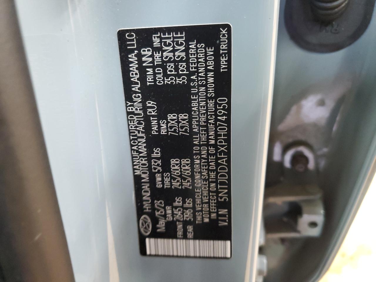 2023 Hyundai Santa Cruz Sel Premium VIN: 5NTJDDAFXPH074950 Lot: 59469855
