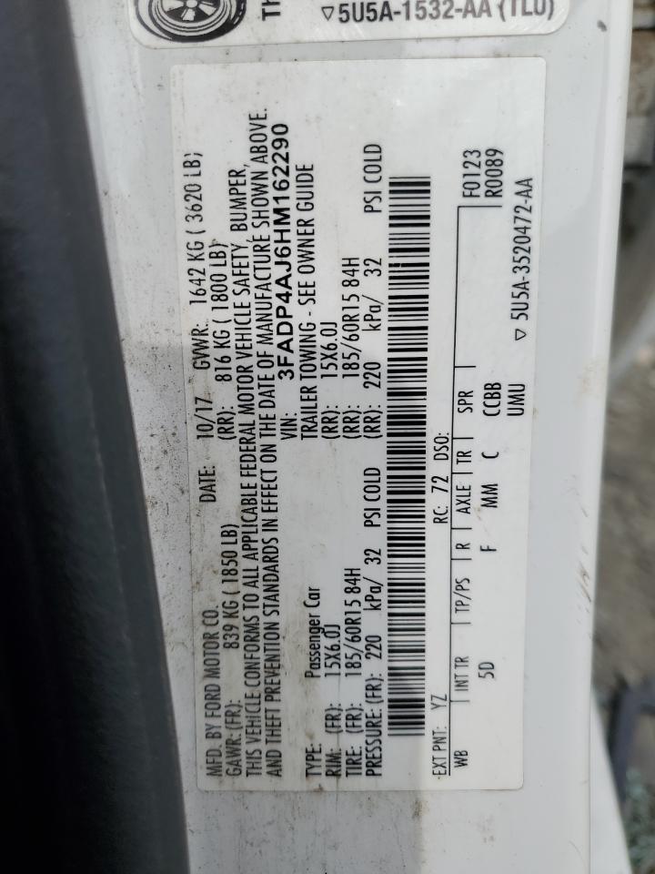 2017 Ford Fiesta S VIN: 3FADP4AJ6HM162290 Lot: 61865475