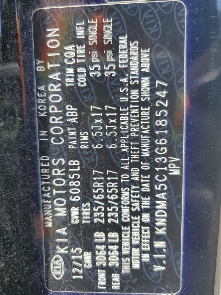 2016 Kia Sedona L VIN: KNDMA5C13G6185247 Lot: 61692655