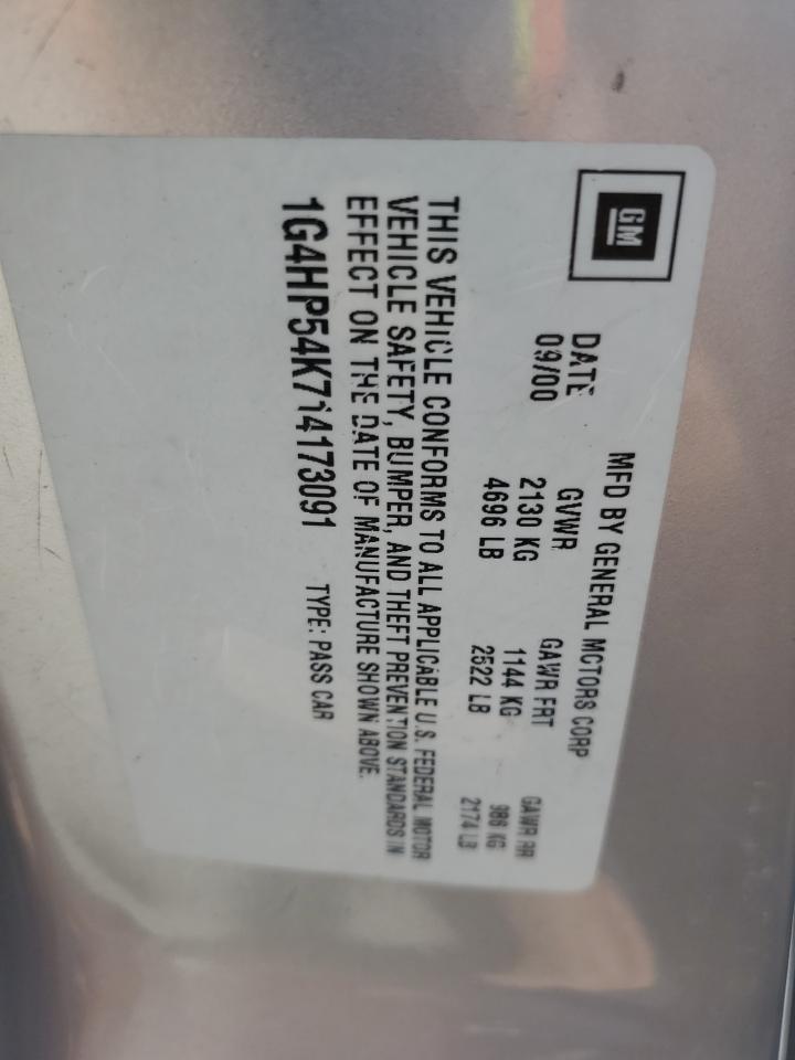 2001 Buick Lesabre Custom VIN: 1G4HP54K714173091 Lot: 62713565