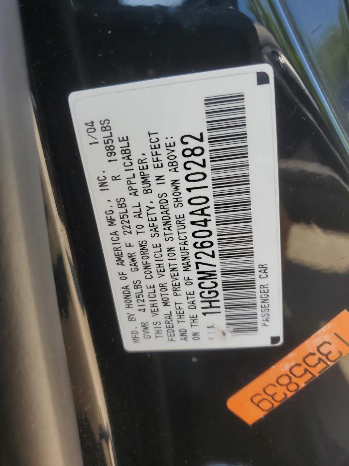 HONDA ACCORD 2004 VIN 1HGCM72604A010282 фото 12