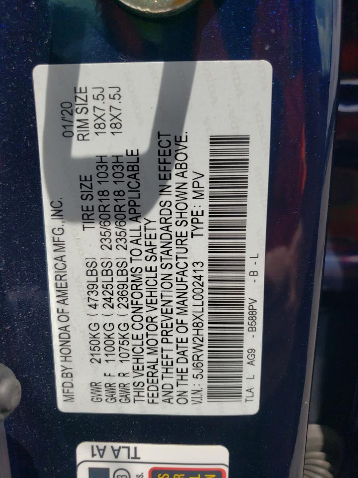 2020 Honda Cr-V Exl VIN: 5J6RW2H8XLL002413 Lot: 62750655
