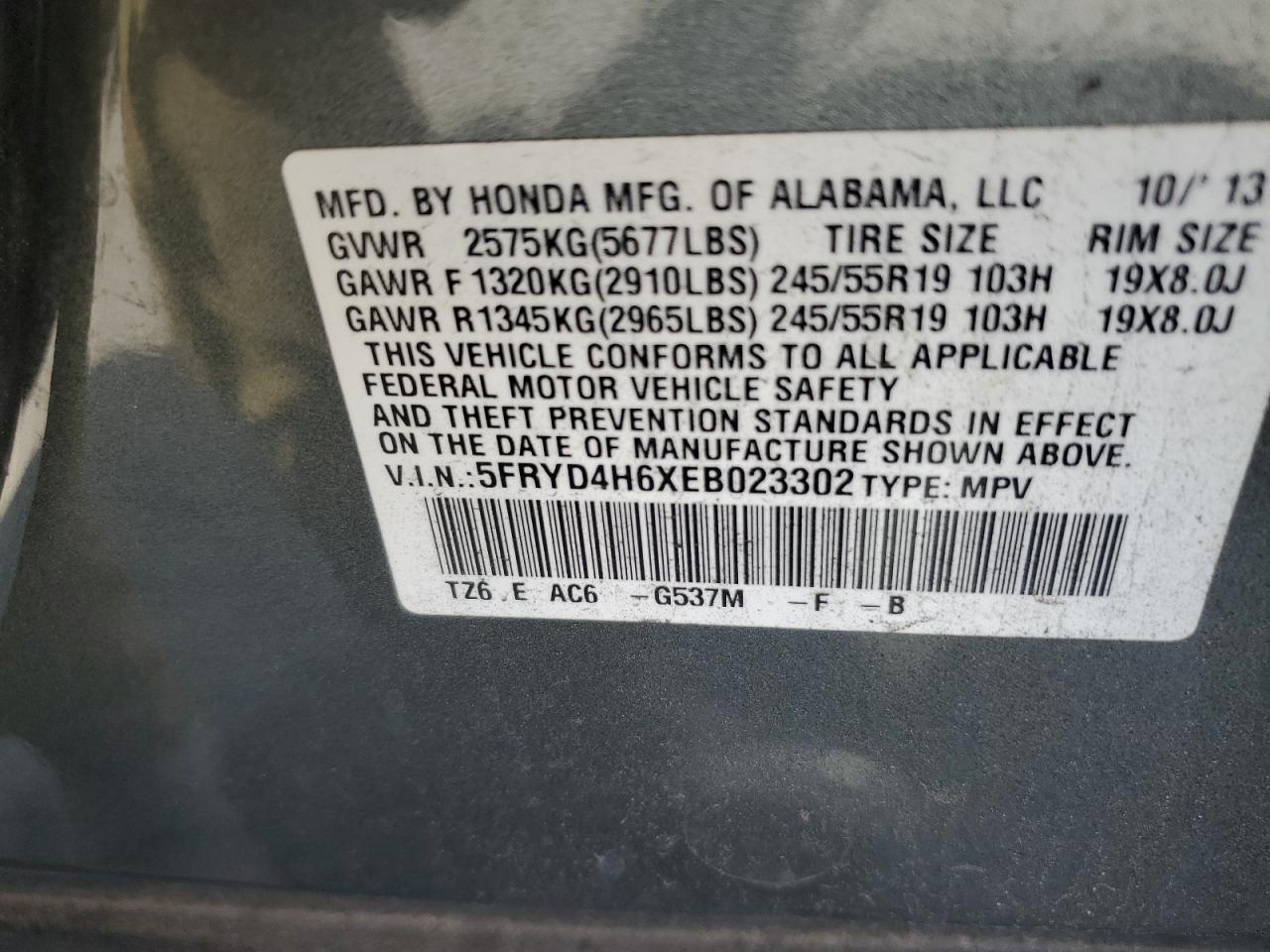 2014 Acura Mdx Technology VIN: 5FRYD4H6XEB023302 Lot: 61546755