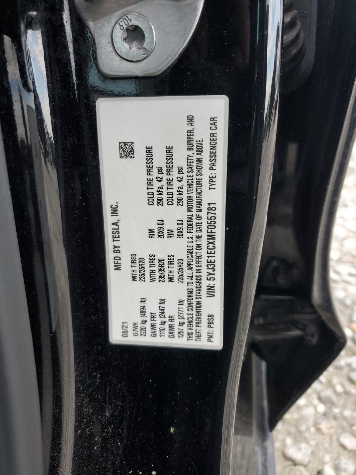 5yj3e1ecxmf055781 5YJ3E1ECXMF055781 2021 Tesla Model 3