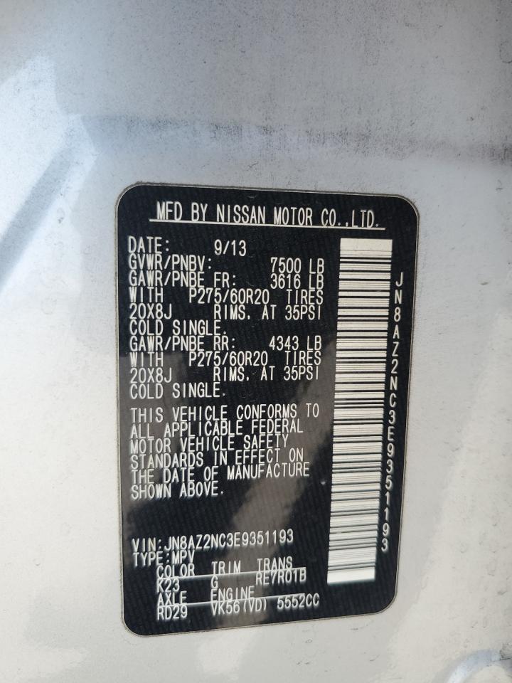 2014 Infiniti Qx80 VIN: JN8AZ2NC3E9351193 Lot: 58953585