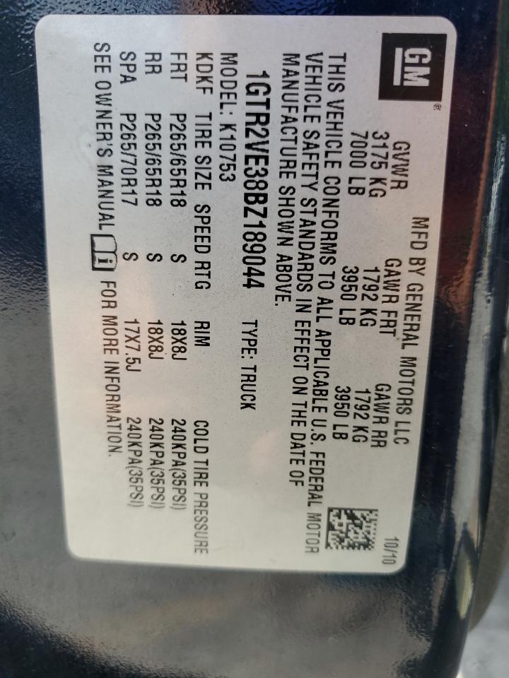 2011 GMC Sierra K1500 Sle VIN: 1GTR2VE38BZ189044 Lot: 61272035