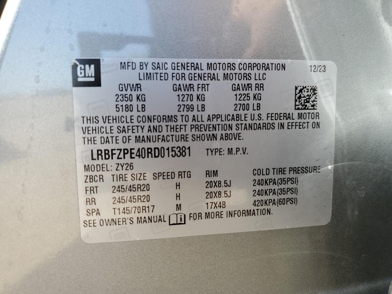 2024 Buick Envision Essence VIN: LRBFZPE40RD015381 Lot: 59399785
