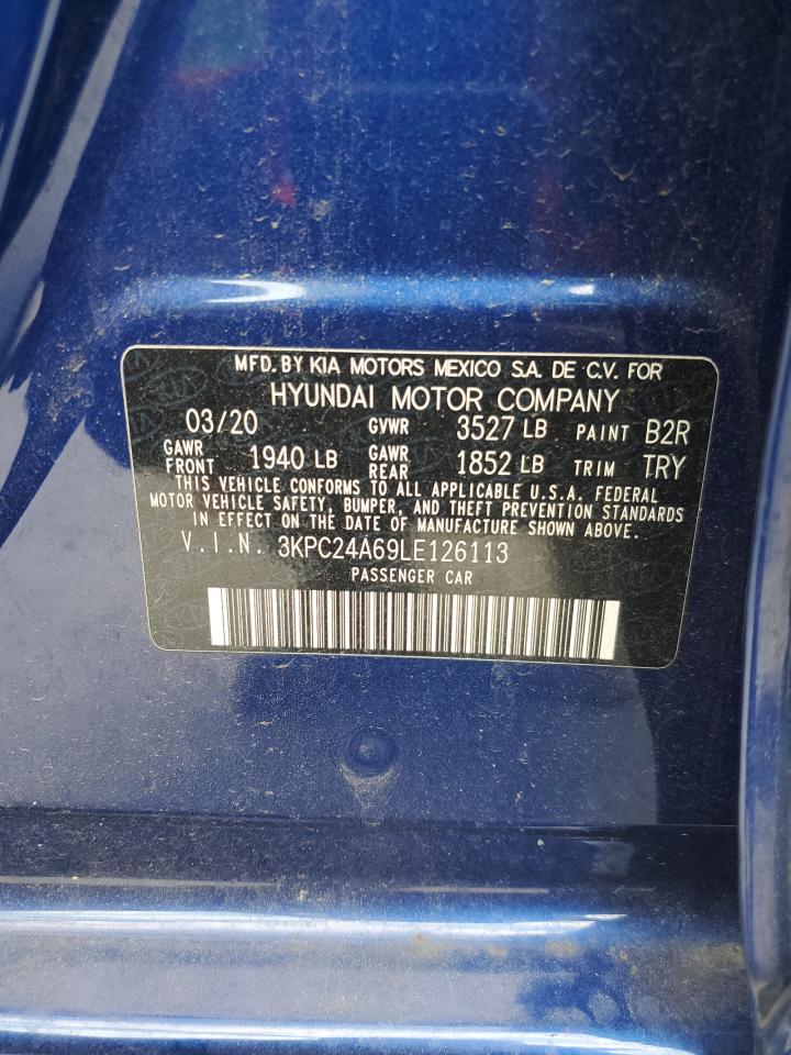 2020 Hyundai Accent Se VIN: 3KPC24A69LE126113 Lot: 61981375