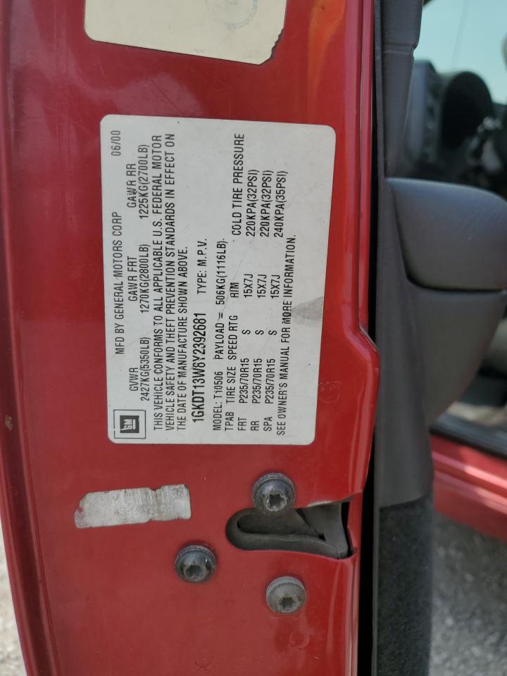 2000 GMC Jimmy / Envoy VIN: 1GKDT13W8Y2392681 Lot: 59277005
