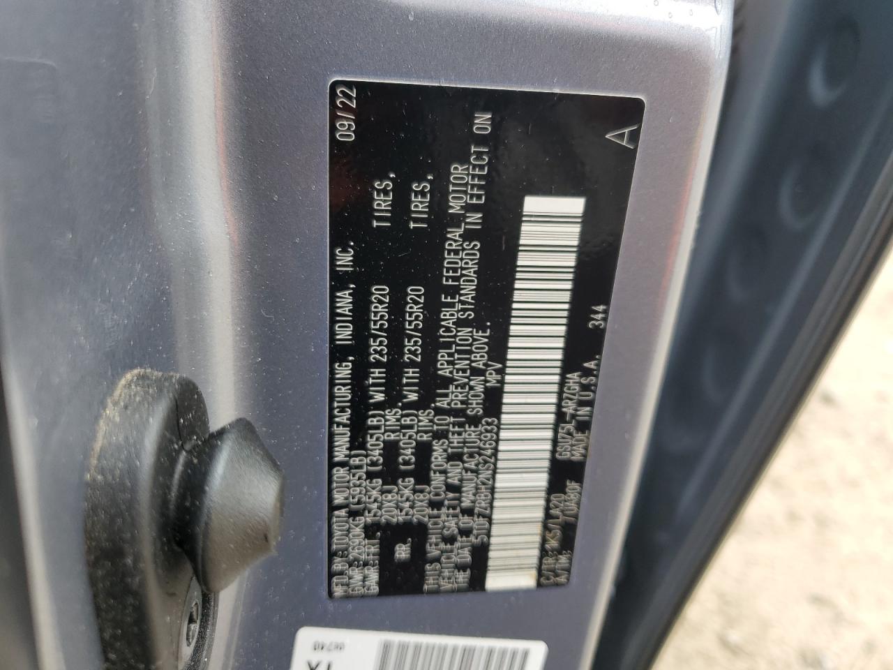 2022 Toyota Highlander Platinum VIN: 5TDFZRBH2NS246933 Lot: 60473085