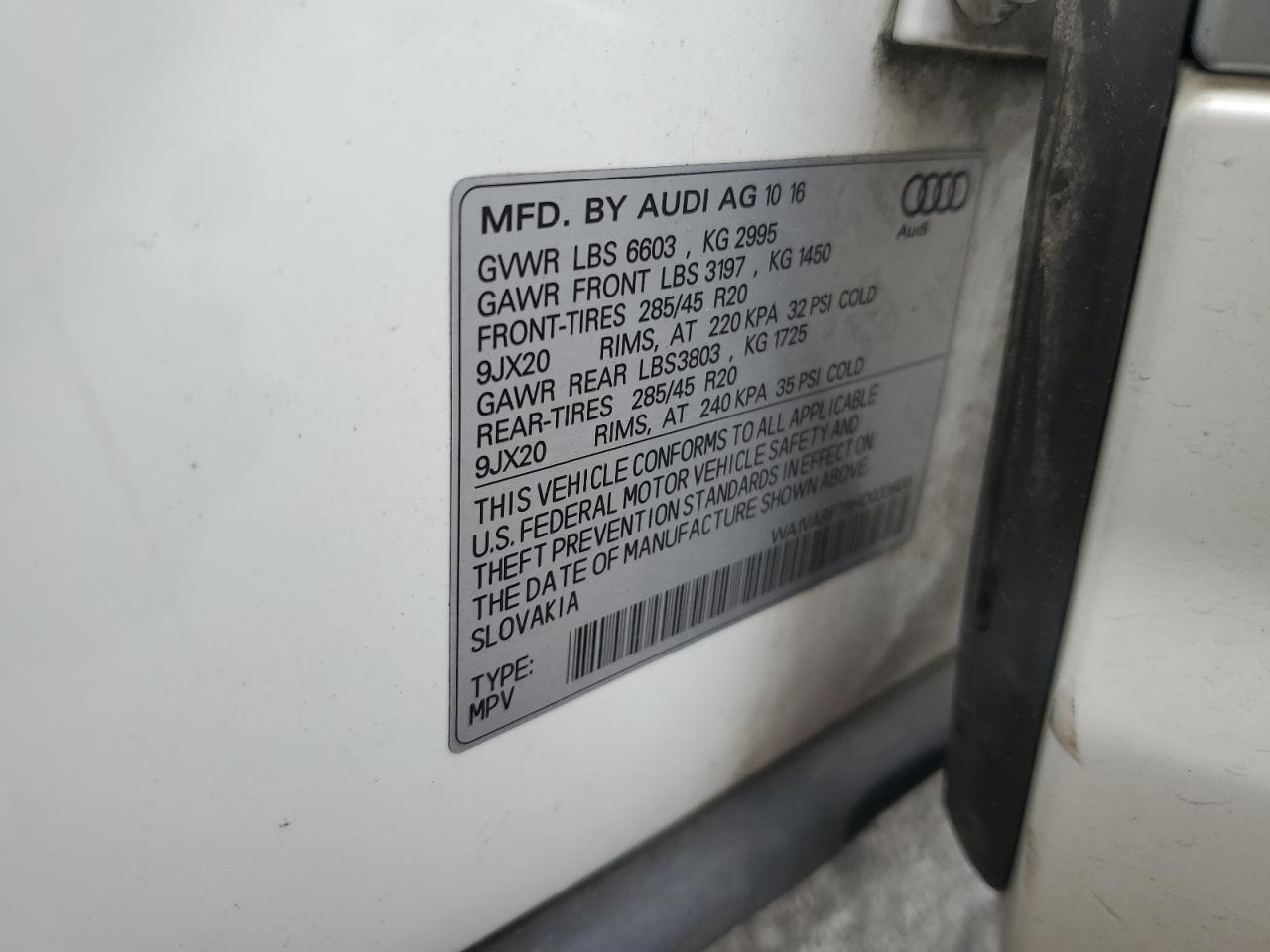 2017 Audi Q7 Prestige VIN: WA1VABF79HD033600 Lot: 63023115