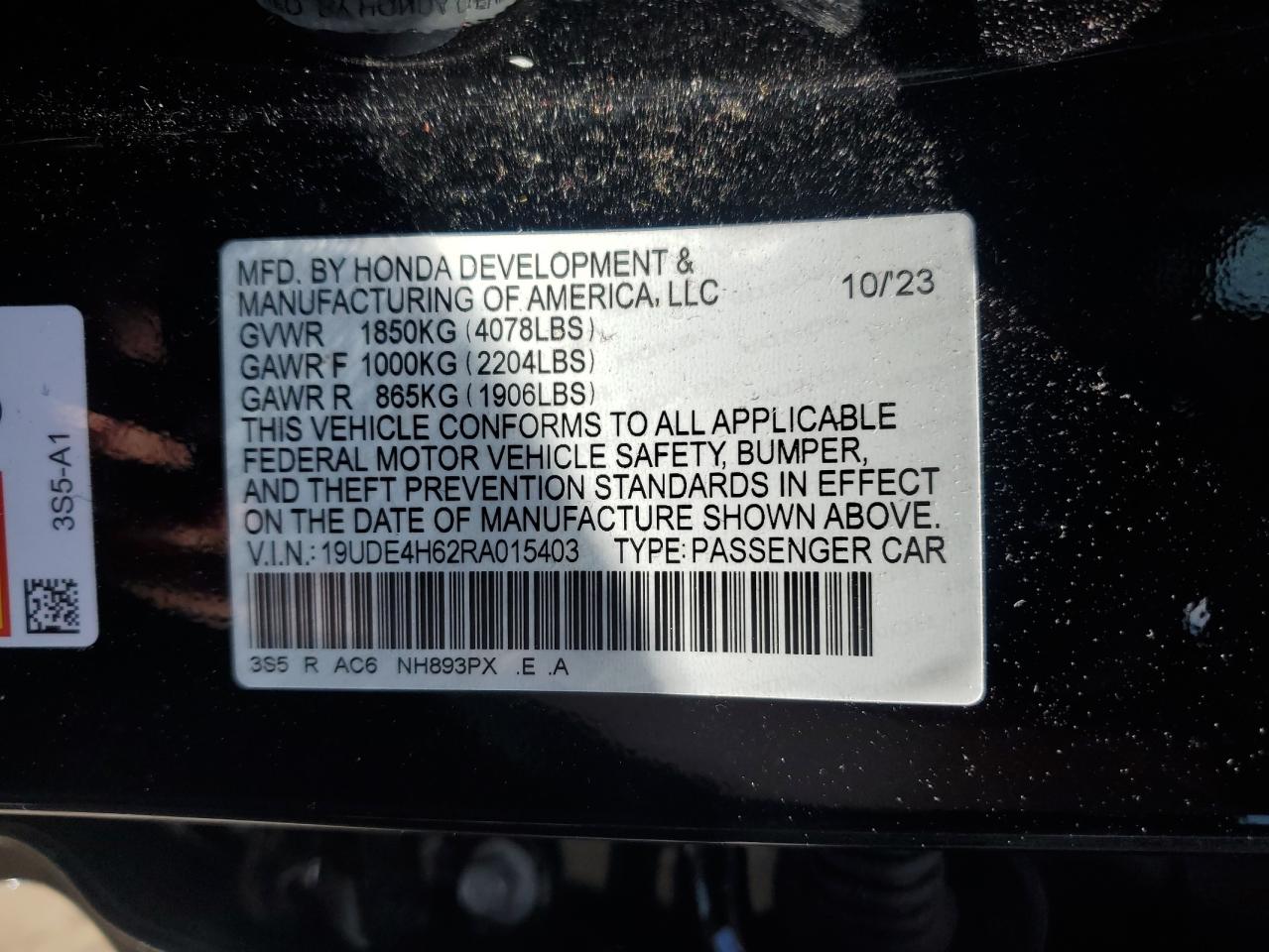 2024 Acura Integra A-Spec Tech VIN: 19UDE4H62RA015403 Lot: 60281775
