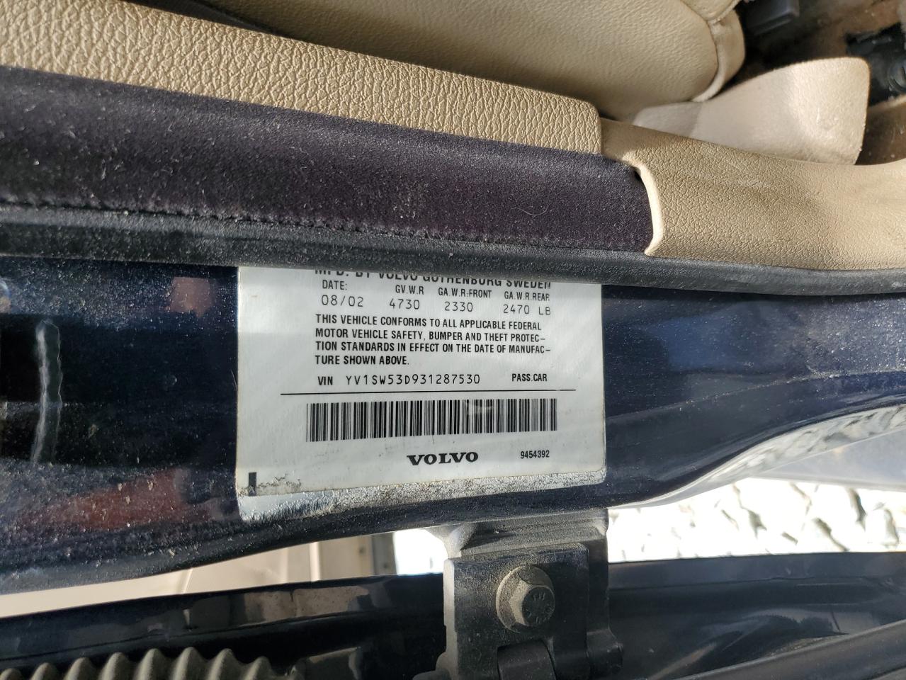 2003 Volvo V70 T5 Turbo VIN: YV1SW53D931287530 Lot: 61223975