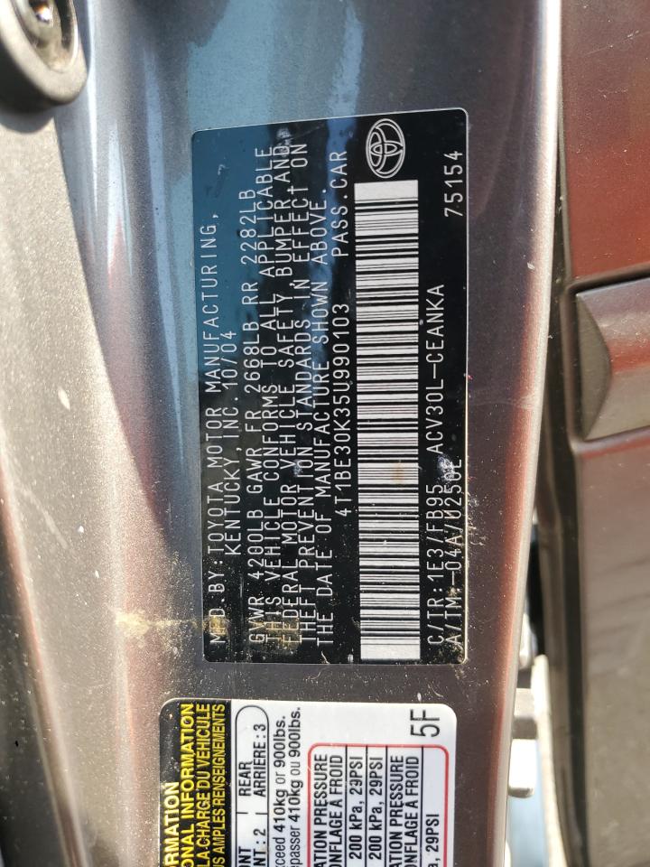 2005 Toyota Camry Le VIN: 4T1BE30K35U990103 Lot: 62395035