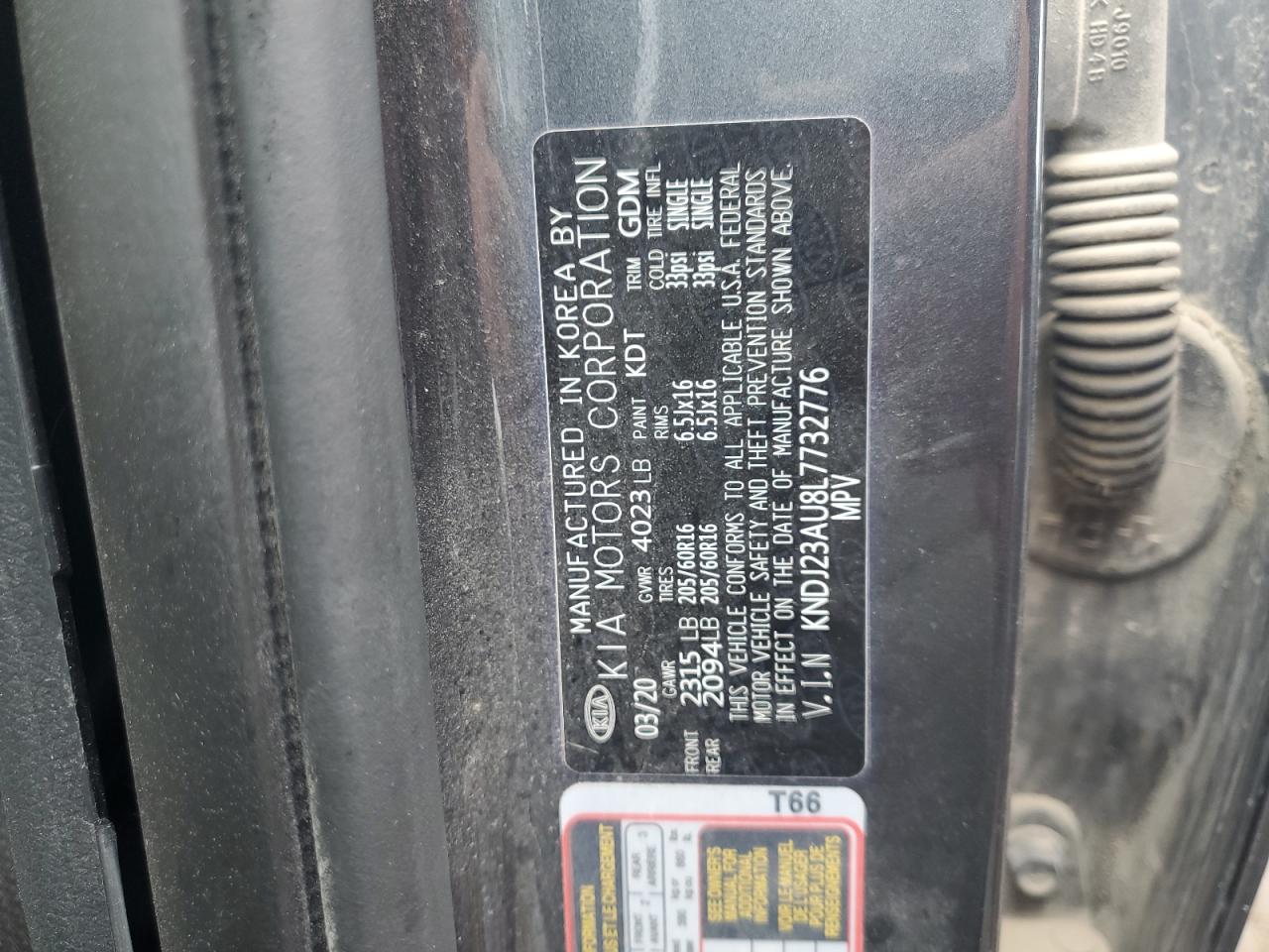 2020 Kia Soul Lx VIN: KNDJ23AU8L7732776 Lot: 61821785