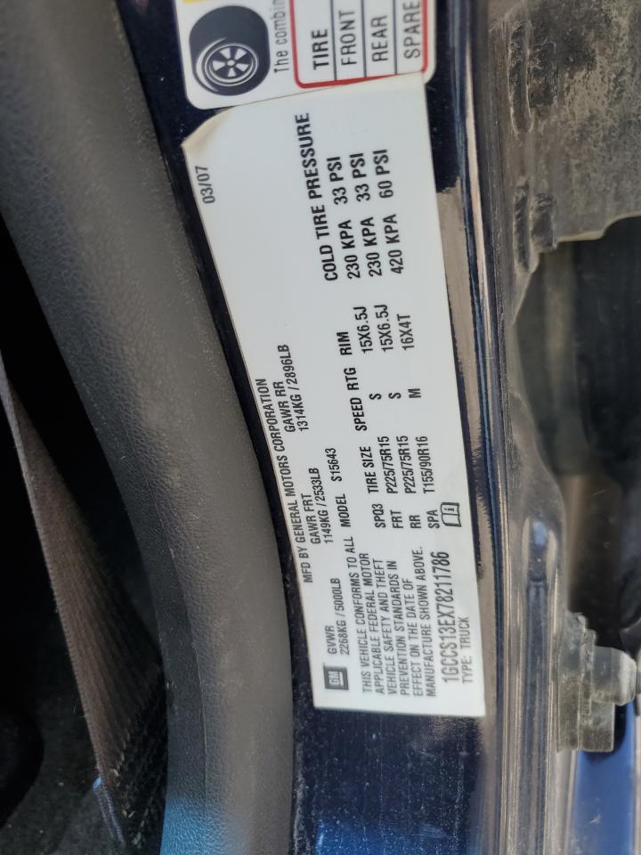 CHEVROLET COLORADO 2007 VIN 1GCCS13EX78211786 фото 12