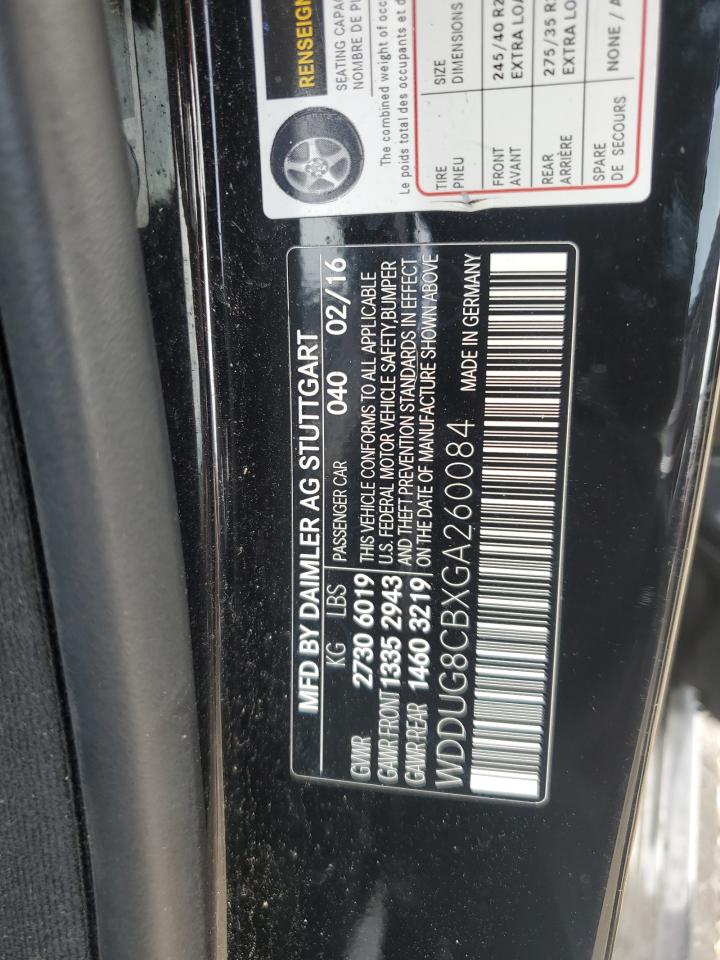 2016 Mercedes-Benz S 550 VIN: WDDUG8CBXGA260084 Lot: 60607305
