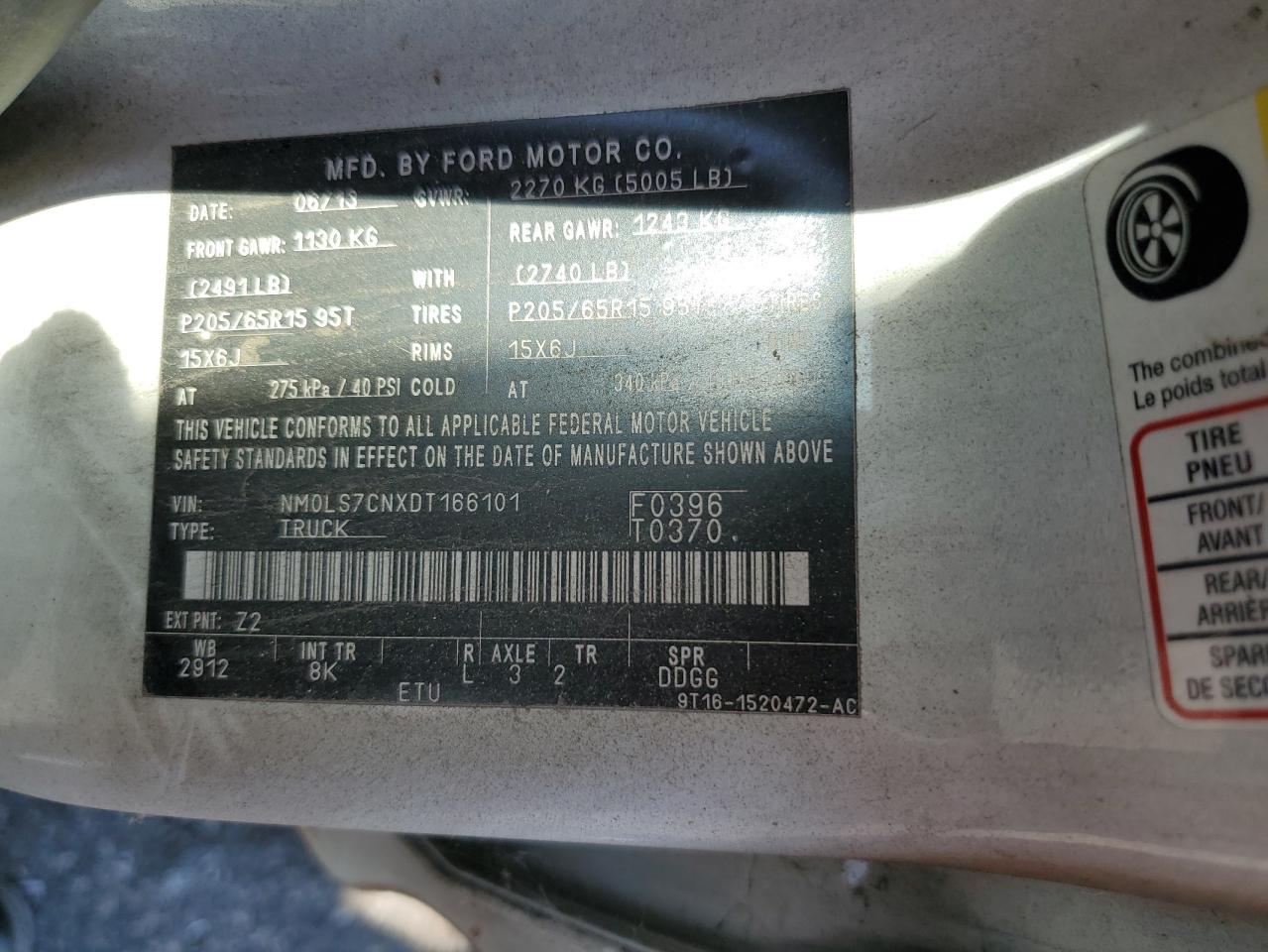 FORD TRANSIT 2013 VIN NM0LS7CNXDT166101 фото 13