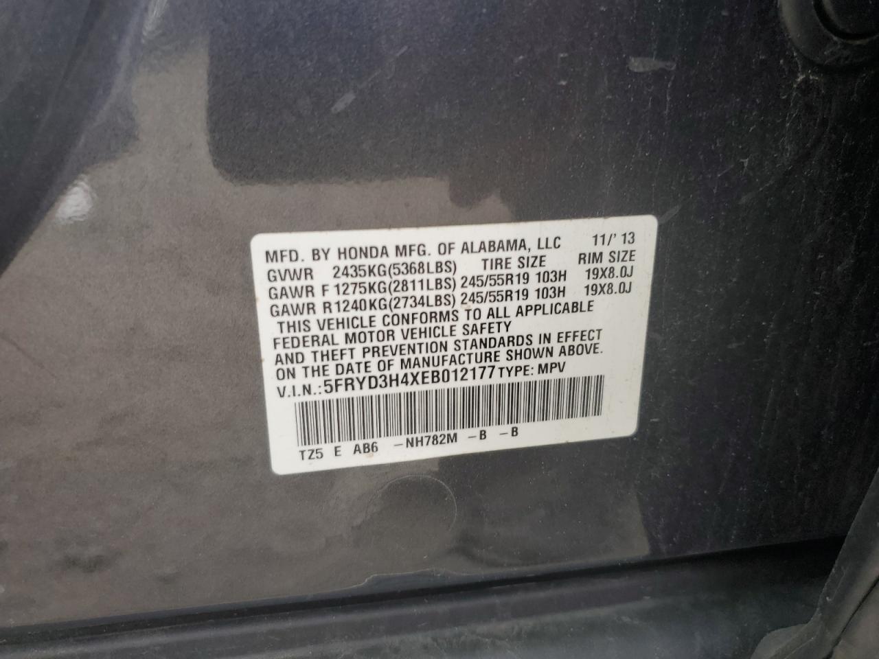 2014 Acura Mdx Technology VIN: 5FRYD3H4XEB012177 Lot: 62967105