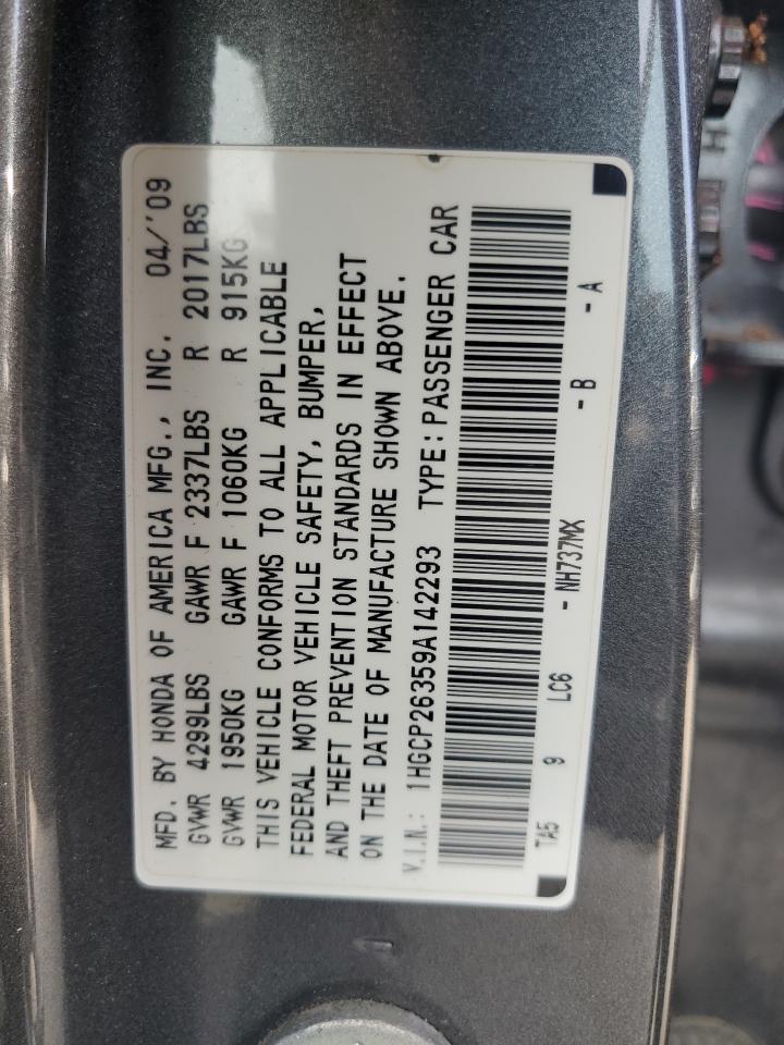 2009 Honda Accord Lx VIN: 1HGCP26359A142293 Lot: 58522645