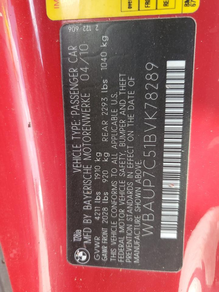2011 BMW 128 I VIN: WBAUP7C51BVK78289 Lot: 61355315