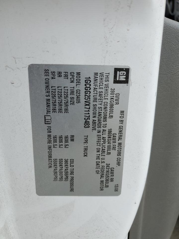 2007 Chevrolet Express G2500 VIN: 1GCGG25VX71175483 Lot: 60576675