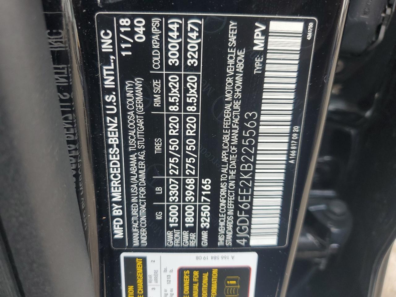2019 Mercedes-Benz Gls 450 4Matic VIN: 4JGDF6EE2KB225563 Lot: 62349115