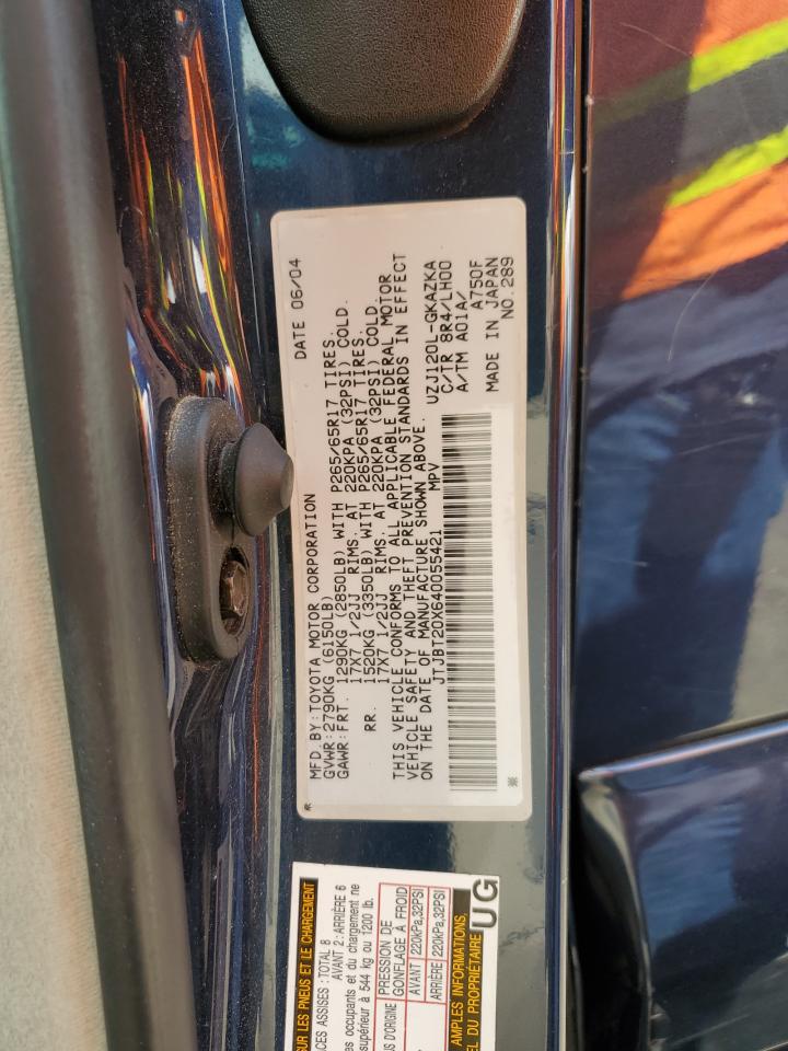 2004 Lexus Gx 470 VIN: JTJBT20X640055421 Lot: 61100985